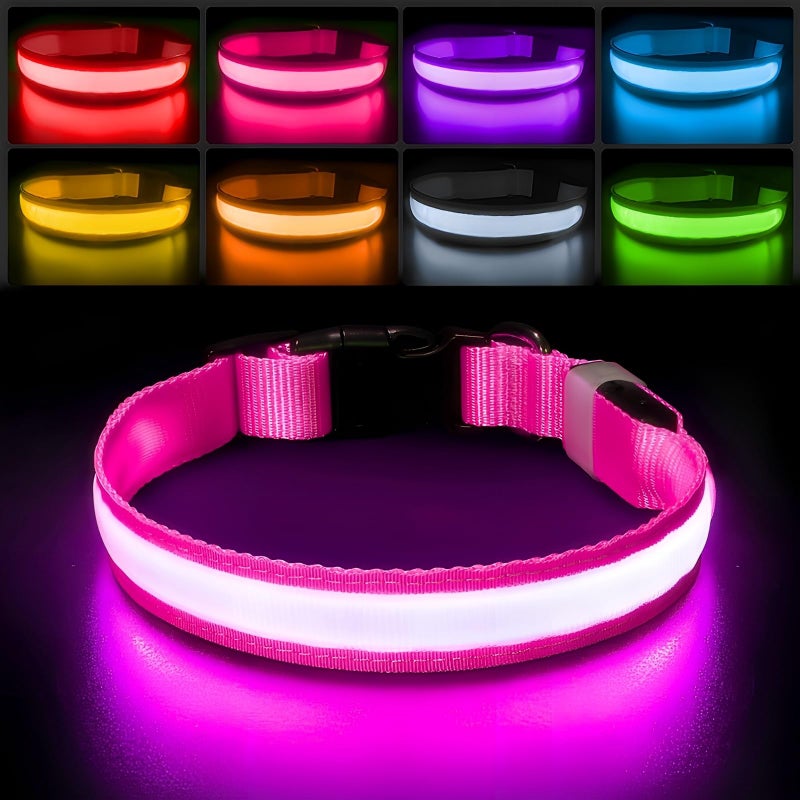 PcEoTllar Light up Dog Collar for Night Walking - LED Dog Collar Light Rechargeable Color Changing, Glow in The Dark Dog Collars Waterproof Glowing Dog Collars for Large Small Medium Dogs - Image 1